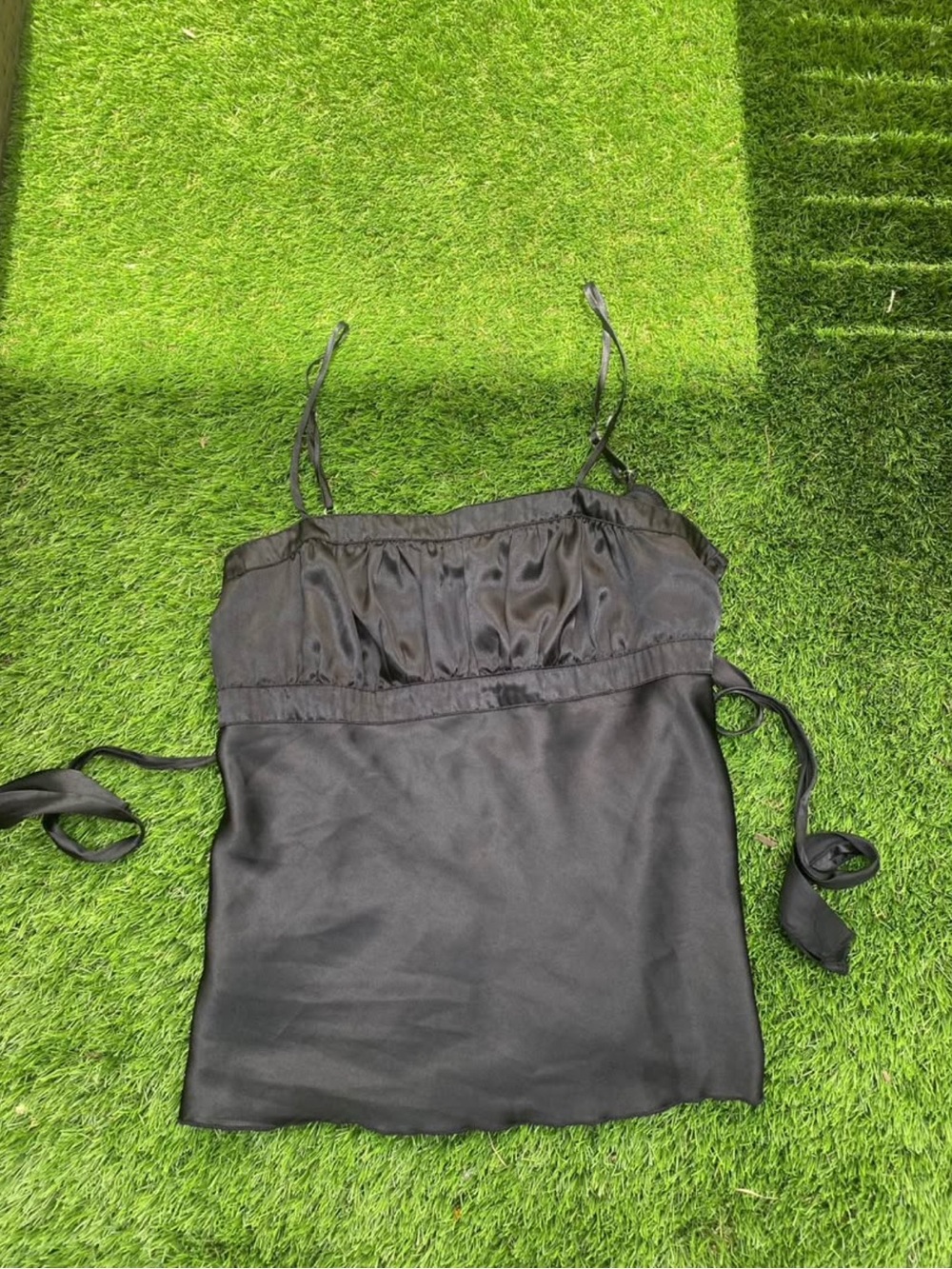 Self Esteem Black Satin Spaghetti Strap Camisole